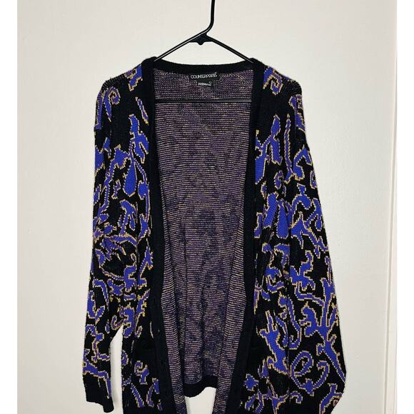 Vintage Counterparts Black & Purple Funky Button Front Cardigan Size Large - Picture 7 of 9